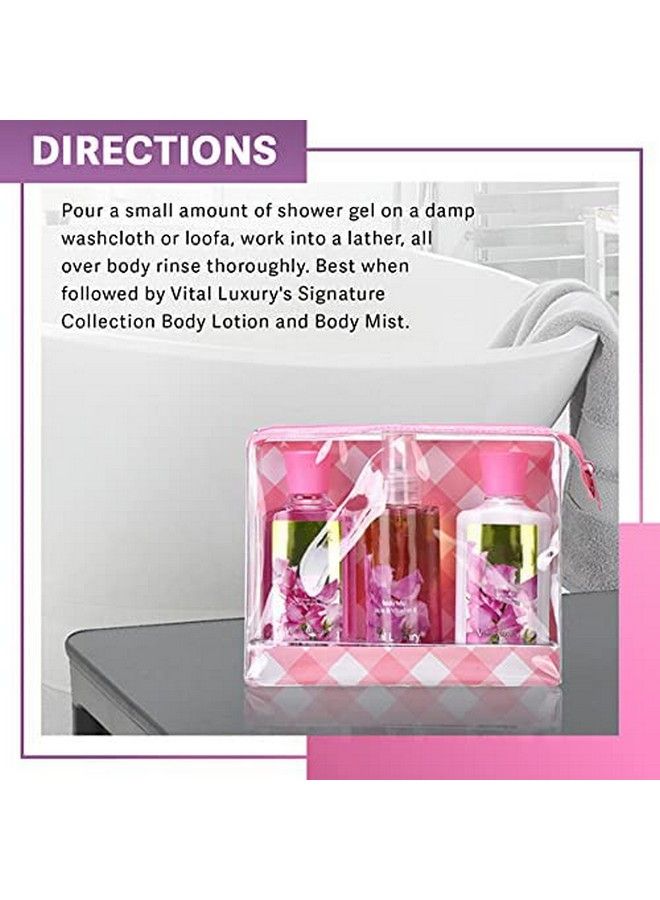 Bath & Body Care Travel Set Pea Flower Scent Home Spa Set With Body Lotion Shower Gel And Fragrance Mist Valentines Day Gifts For Her And Him
