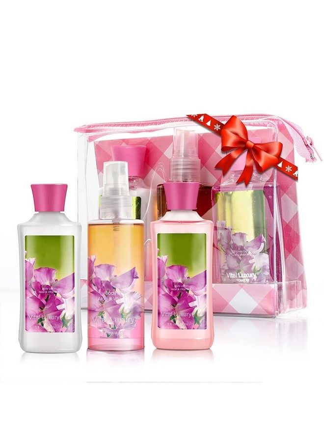 Bath & Body Care Travel Set Pea Flower Scent Home Spa Set With Body Lotion Shower Gel And Fragrance Mist Valentines Day Gifts For Her And Him