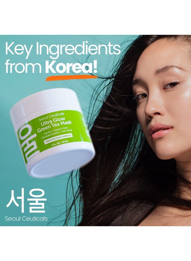 Korean Skin Care Face Mask For Sensitive Skin Korean Skincare Green Tea Wash Off Masks K Beauty Face Masks Aloe Vera Mask + Centella Asiatica Hydrating Facial Spa Mask 2Oz