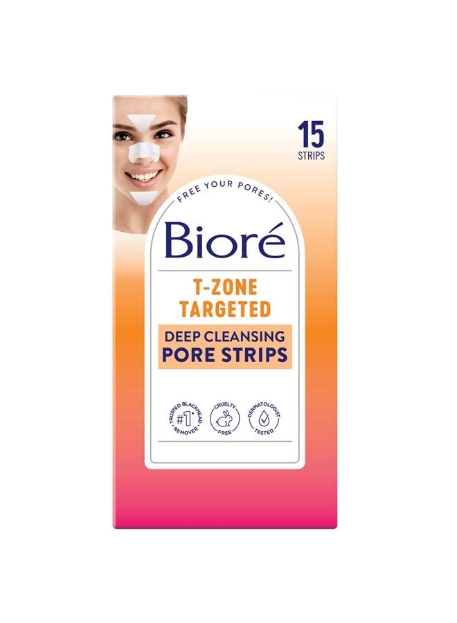 T-Zone Blackhead Remover Deep Cleansing Pore Strips, (5 Nose + 5 Face + 5 Chin Pore Strips), Blackhead Pore Strips For The T-Zone Area, 15 Count
