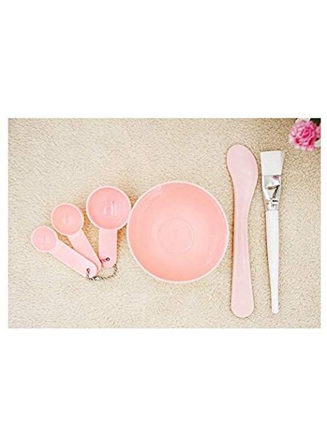 6 In 1 Pink Facial Care Makeup Cosmetic Tools Include Face Skin Care Mixing Bowl Stick Brush And Three Capacity Spoon Gauges For Lady Women Diy In Home Use