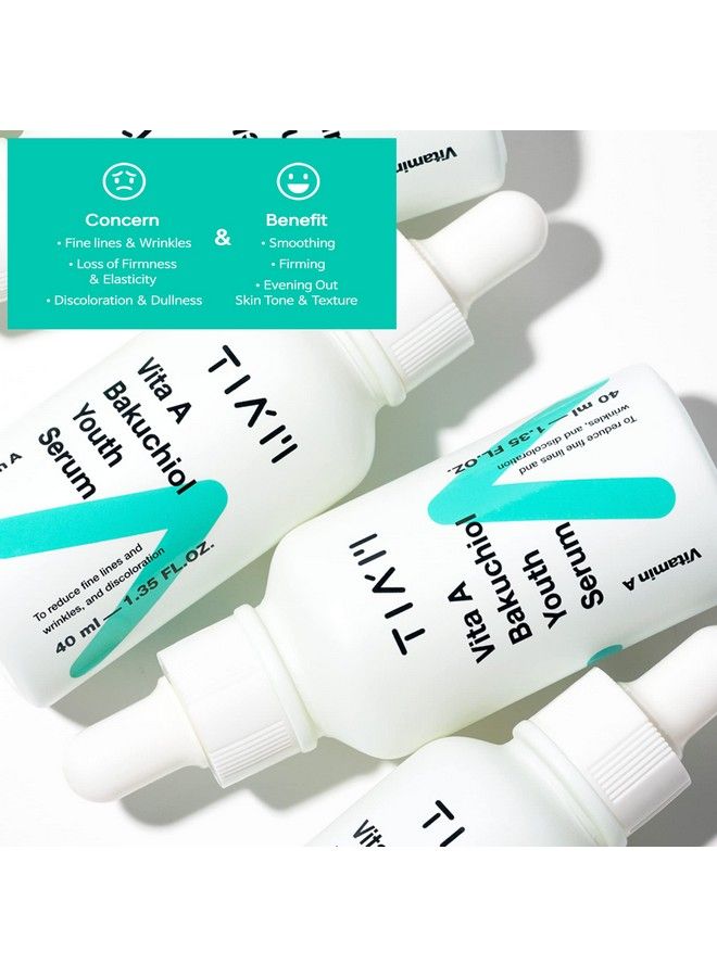 Vita A Bakuchiol Youth Serum Antiaging Facial Serum For Wrinkles Dark Spots Suitable For Sensitive Skin 1.35 Fl.Oz. / 40Ml