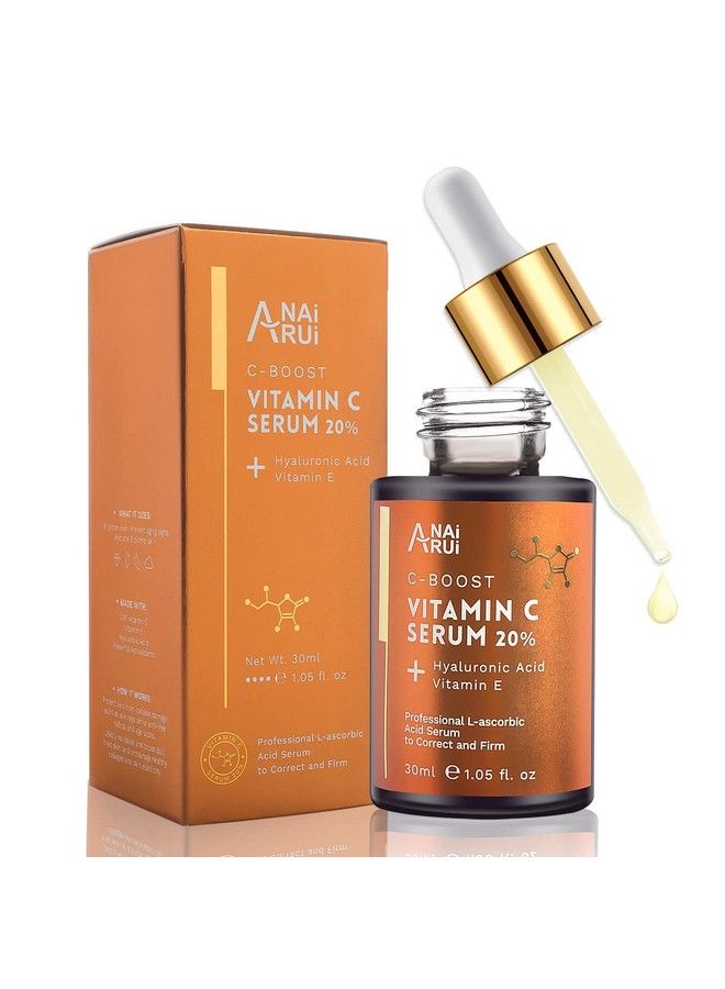 Anairui Vitamin C Serum 20% With Hyaluronic Acid Vitamin E Increase Firmness Reduce Fine Lines Wrinklesdark Spot 1Fl. Oz