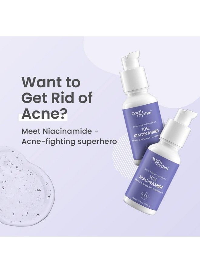 10% Niacinamide Face Serum With Hyaluronic Acid; For Acne Prone Oily & Sensitive Skin; Evens Out Skin Tone Improves Texture Plumps & Hydrates Skin; Men & Women 30Ml