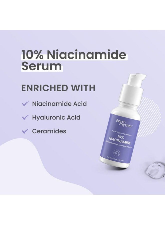 10% Niacinamide Face Serum With Hyaluronic Acid; For Acne Prone Oily & Sensitive Skin; Evens Out Skin Tone Improves Texture Plumps & Hydrates Skin; Men & Women 30Ml