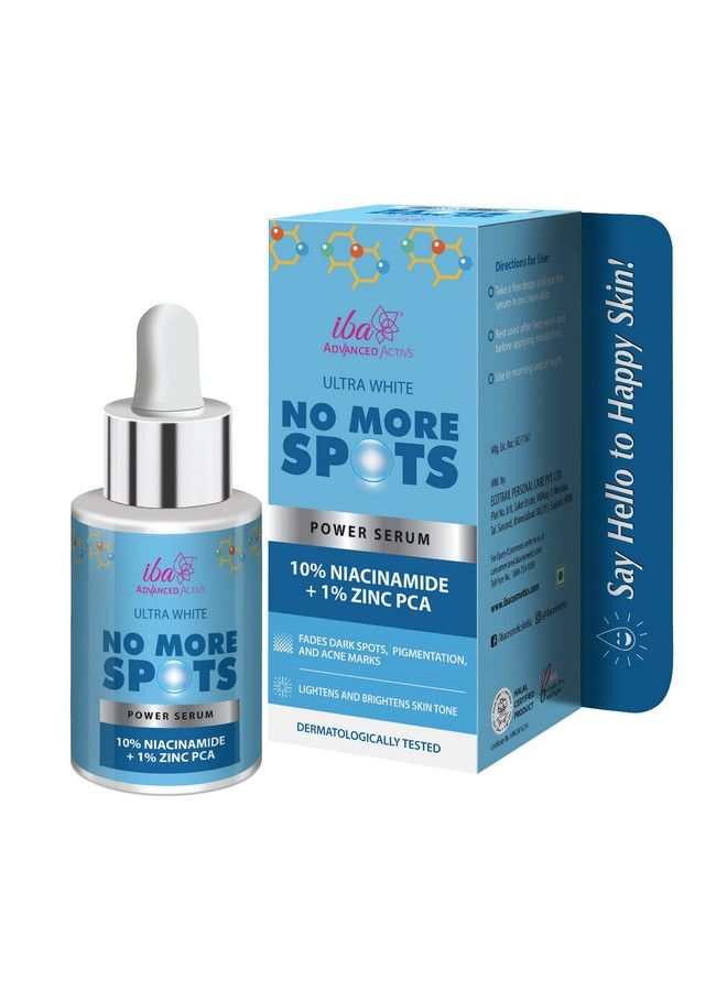 Ultra White No More Spots 10% Niacinamide Power Serum L Vitamin B3 & Zinc Pca L For Dark Spots Blemishes & Pigmentation L For Bright Spotless Skin L 30 Ml