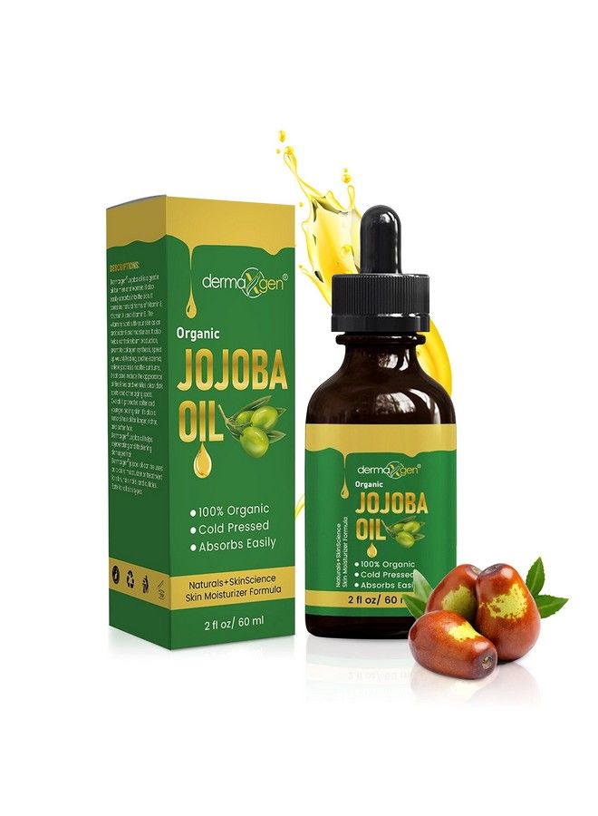 Jojoba Oil 100% Organic & Cold Pressed Oil Antiaging Moisturizing Treatment For Face Hair Skin & Nails Acne Scars Antiwrinkle. (2 Fl Oz)