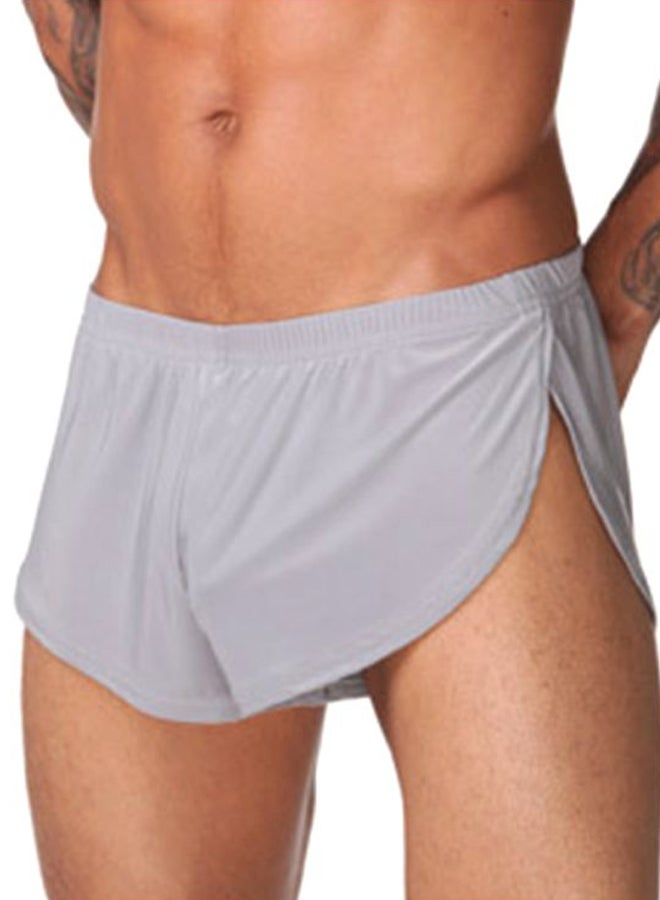 Solid Side Slit Shorts Grey