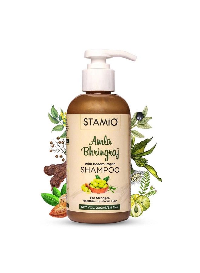 Amla Bhringraj Shampoo For Healthy Hair And Scalp Care ; Enriched With Badam Rogan Reetha Shikakai Neem Tulsi ; Natural Cleanser ; Men & Women ; 200Ml