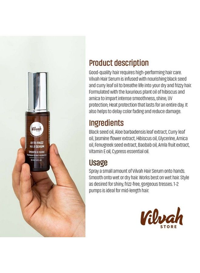 Anti Frizz Hair Serum Smoothness & Shiny Frizzfree Hair Serum For Dry & Wet Hair And Reduce Damages To Hair 30 Ml