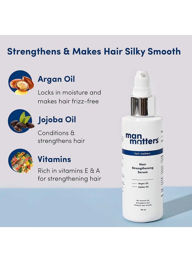 Hair Serum For Men ; For Silkier Shinier Smoother Frizz Free Hair ; Instant Shine & Smoothness ; With Jojoba And Argan Oil ; Non Sticky Hair Serum ; 90 Ml
