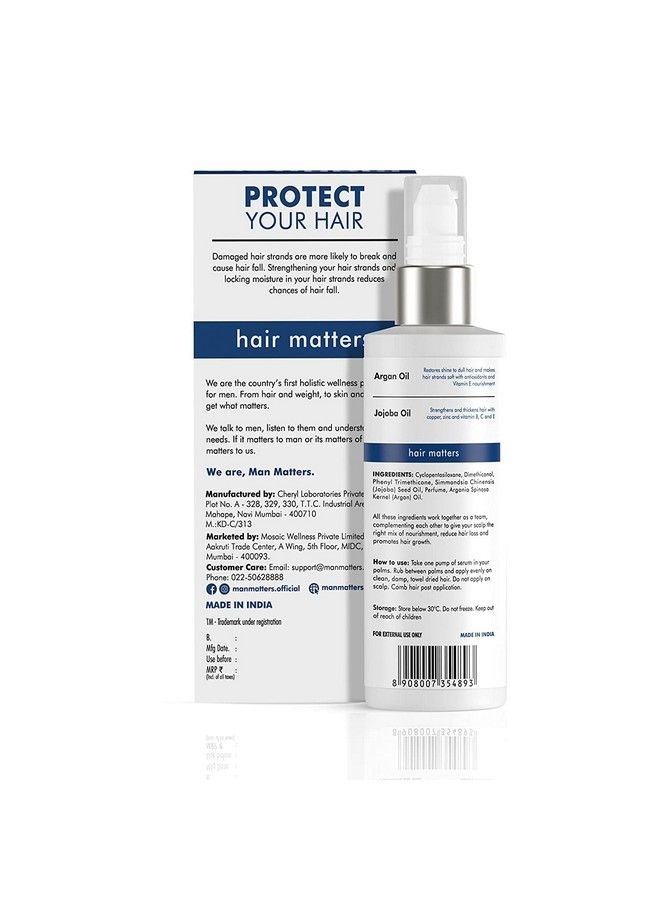 Hair Serum For Men ; For Silkier Shinier Smoother Frizz Free Hair ; Instant Shine & Smoothness ; With Jojoba And Argan Oil ; Non Sticky Hair Serum ; 90 Ml