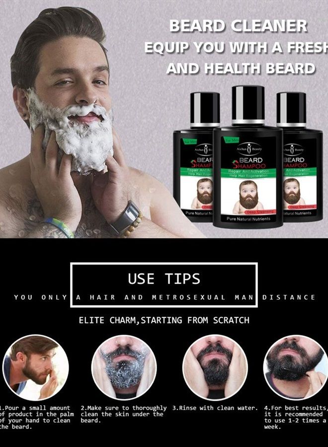 Beard Hair Growth Shampoo Regeneration Repair and Activation Pure Natural Nutrients Rich in Vitamins Essence 100ml