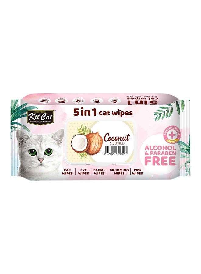 5 In 1 Pet  Wipes Coconut Multicolour 20cm