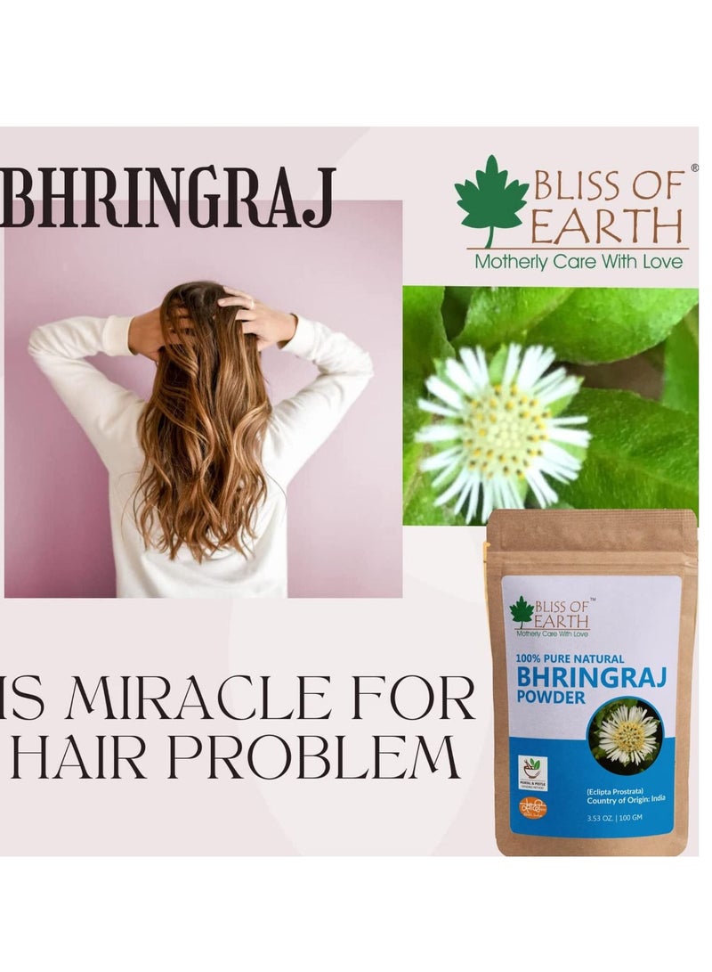 100% Pure Natural Bhringraj Powder  100GM  Great For Hair Care & Skin care Pack of 3