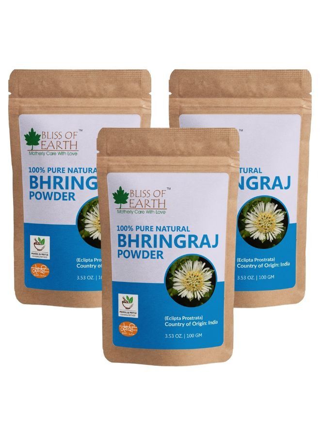 100% Pure Natural Bhringraj Powder  100GM  Great For Hair Care & Skin care Pack of 3