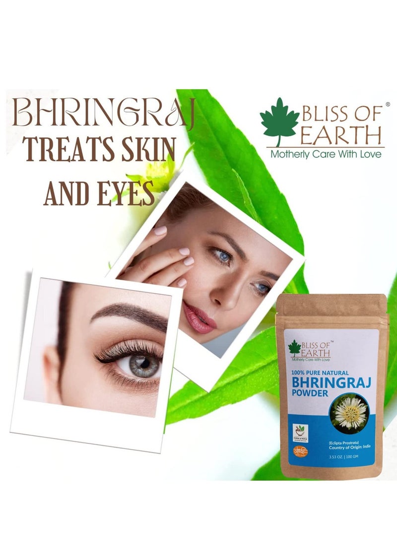 100% Pure Natural Bhringraj Powder  100GM  Great For Hair Care & Skin care Pack of 3