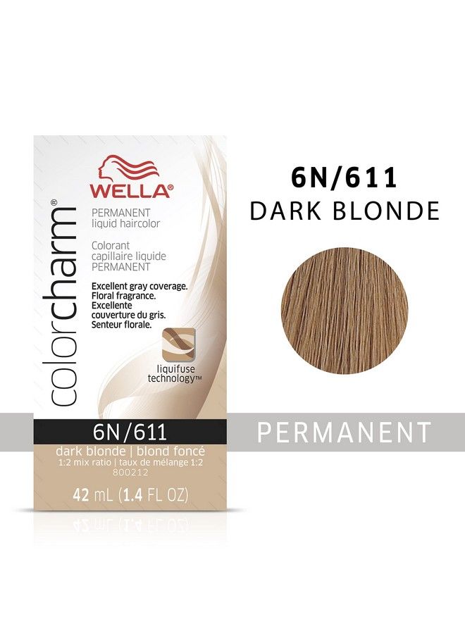 Wella Colorcharm Permanent Liquid Hair Color For Gray Coverage 6N Dark Blonde 1.42 Fl Oz