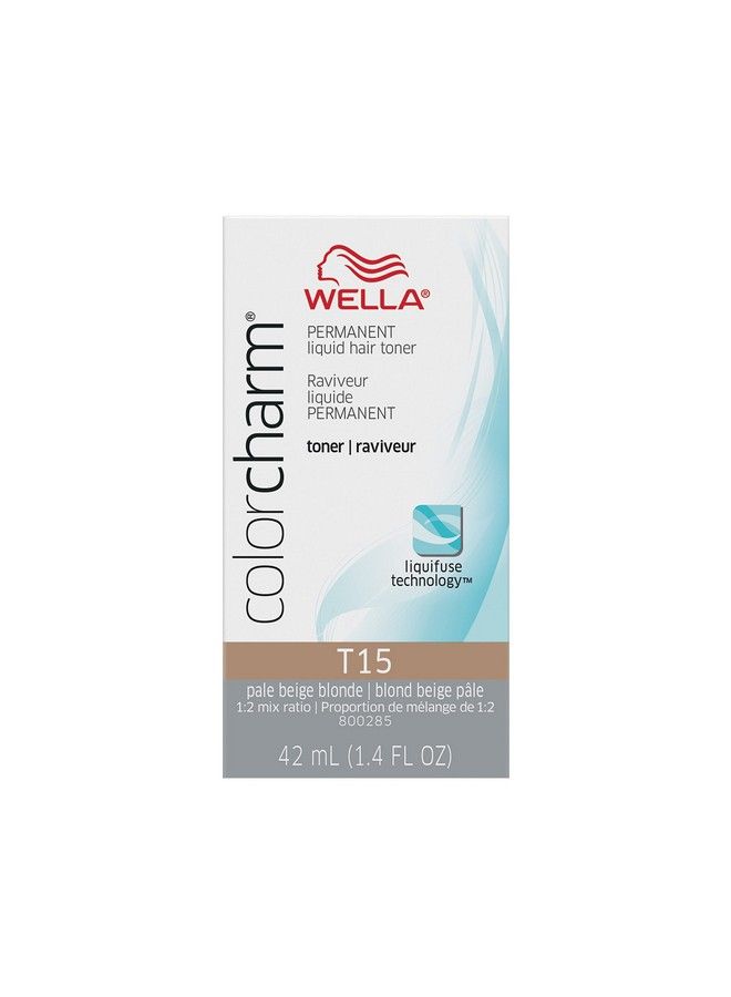 Wella Colorcharm Hair Toner Neutralize Brass With Liquifuse Technology T15 Pale Beige Blonde 1.4 Oz