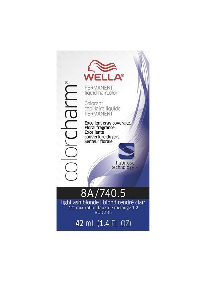 Wella Colorcharm Permanent Liquid Hair Color For Gray Coverage 8A Light Ash Blonde 1.42 Fl Oz