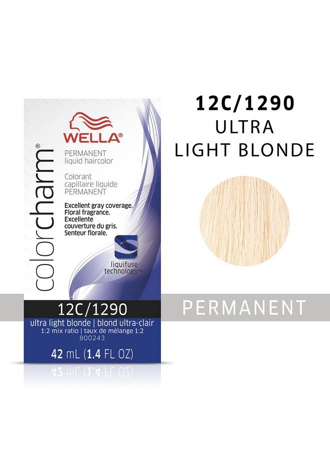 Wella Colorcharm Permanent Liquid Hair Color For Gray Coverage 12C Ultra Light Blonde