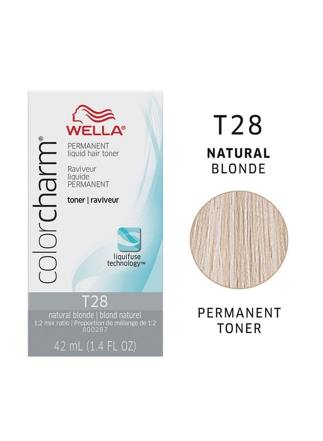 Wella Colorcharm Hair Toner Neutralize Brass With Liquifuse Technology T28 Natural Blonde 1.4 Oz