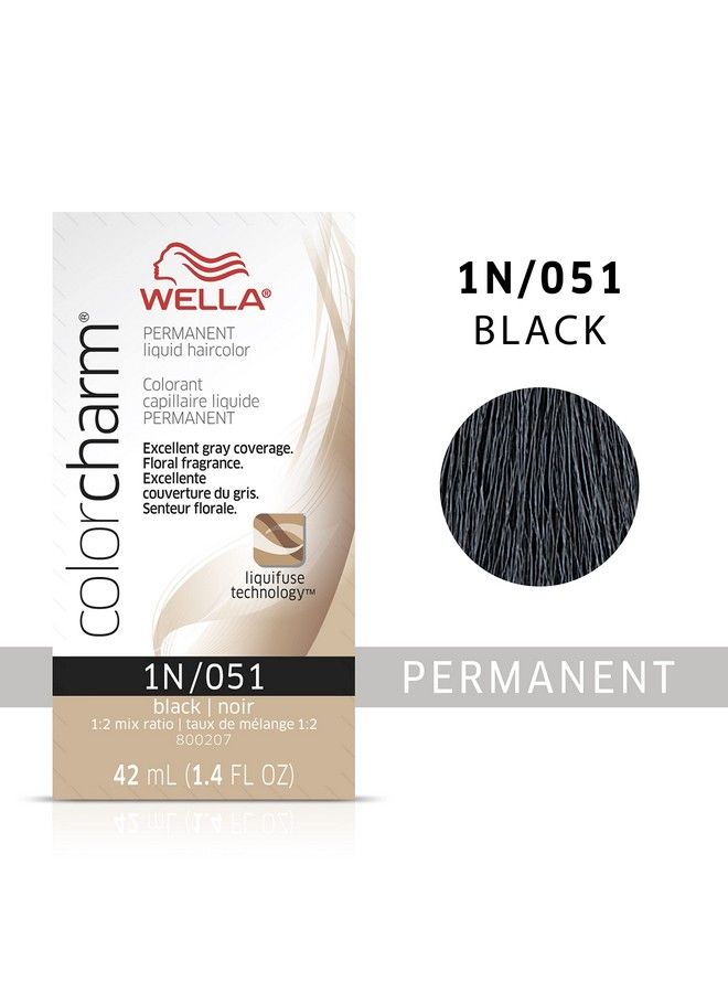 Wella Colorcharm Permanent Liquid Hair Color For Gray Coverage 1N Black 1.42 Fl Oz