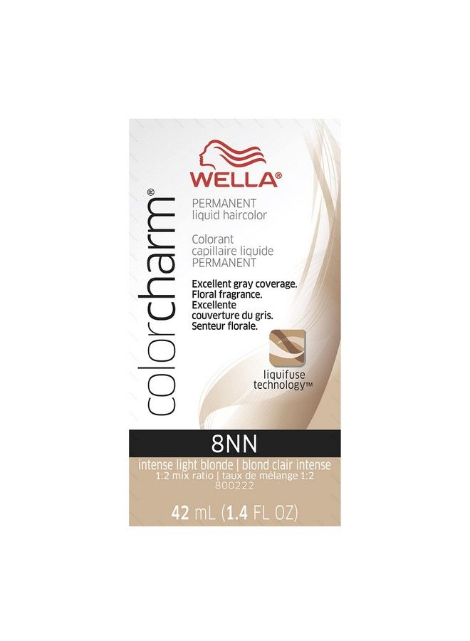 Wella Colorcharm Permanent Liquid Hair Color For Gray Coverage 8Nn Intense Light Blonde