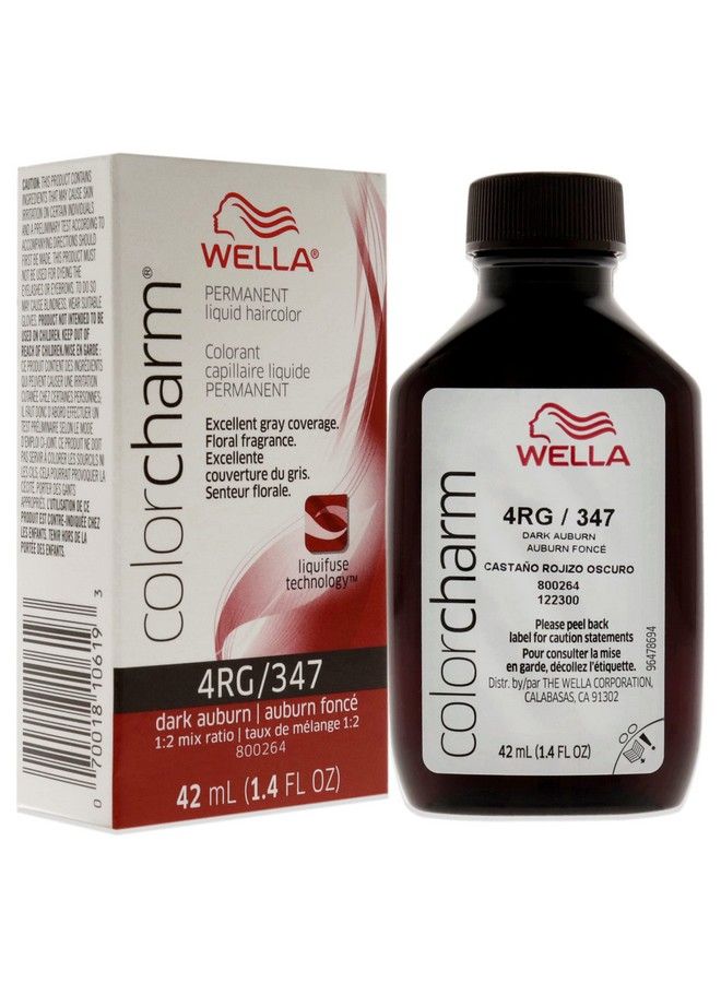 Wella Colorcharm Permanent Liquid Hair Color For Gray Coverage 4Rg Dark Auburn