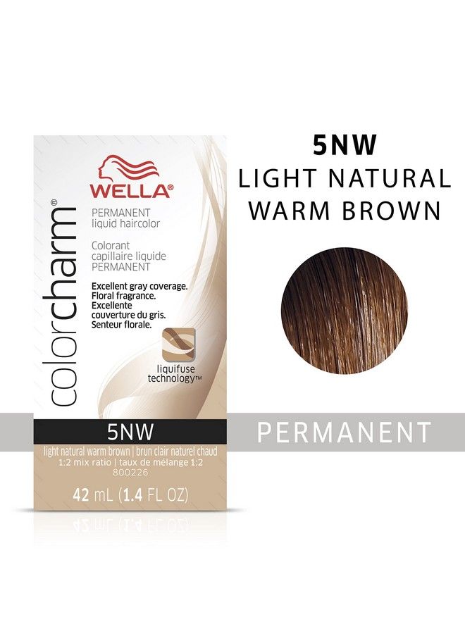 Wella Colorcharm Permanent Liquid Hair Color For Gray Coverage 5Nw Light Natural Warm Brown