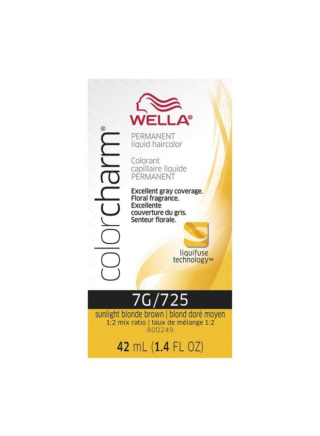 Wella Colorcharm Permanent Liquid Hair Color For Gray Coverage 7G Sunlight Blonde Brown