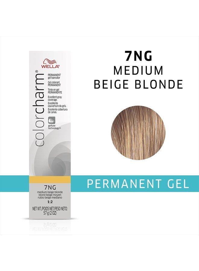 WELLA colorcharm Permanent Gel, Hair Color for Gray Coverage, 7NG Medium Beige Blonde