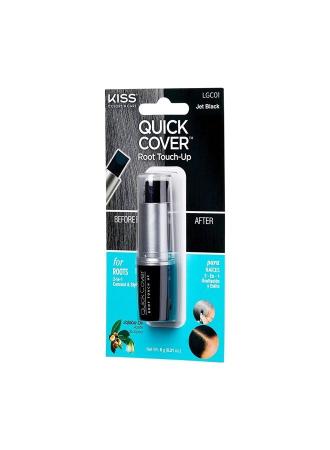 RED by Kiss Quick Cover Root Touch Up Stick Type Water-Resistant Temporary Gray Concealer Cover Up Brush for Hair and Beard (Jet Black)