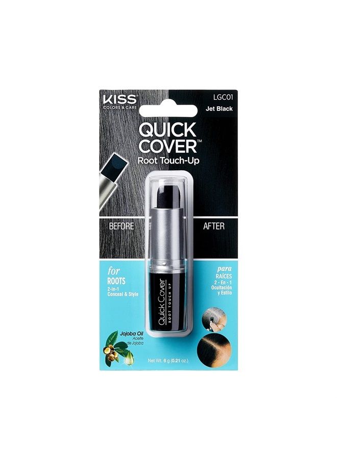 RED by Kiss Quick Cover Root Touch Up Stick Type Water-Resistant Temporary Gray Concealer Cover Up Brush for Hair and Beard (Jet Black)
