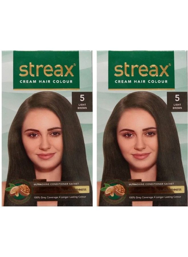 Cream Hair Color For Unisex 120Ml 5 Light Brown (Pack Of 2)