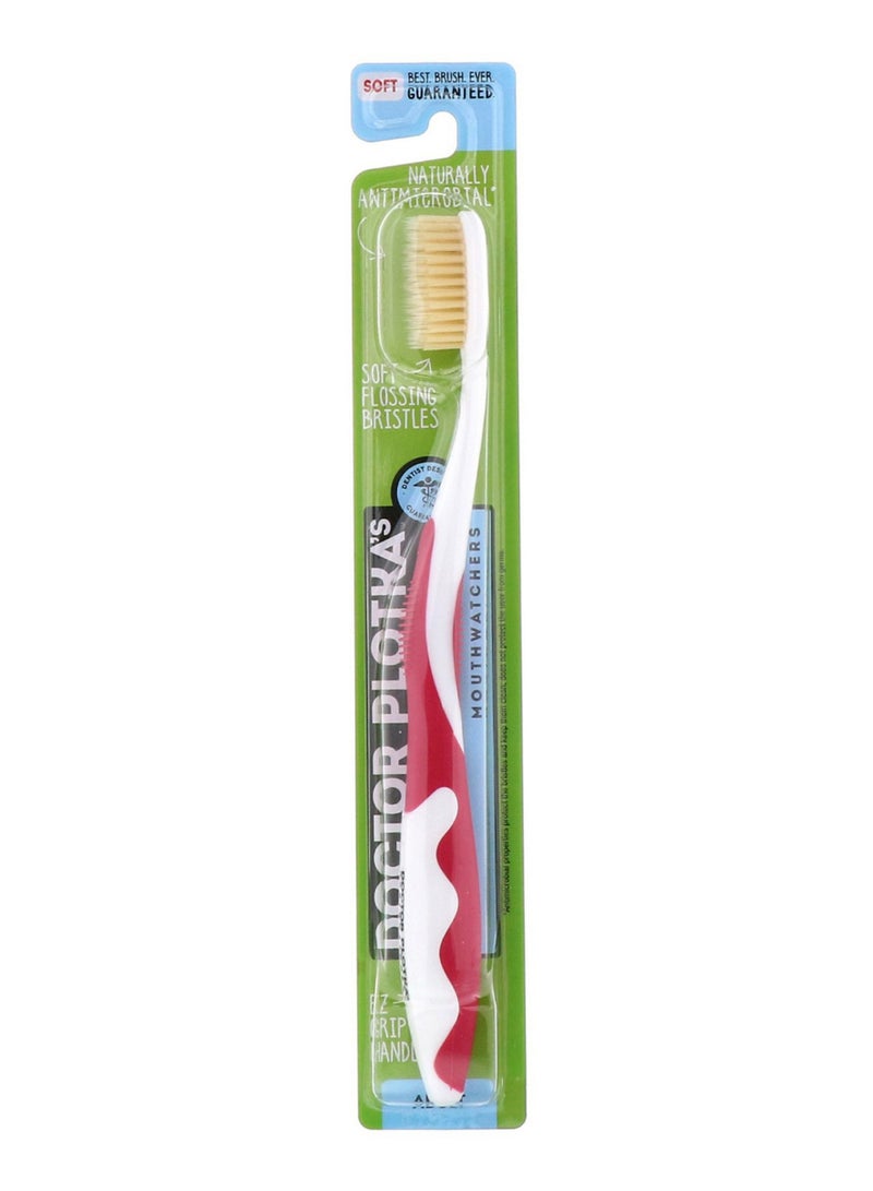 Naturally Antimicrobial Mouth Watcher Toothbrush Red/White/Beige