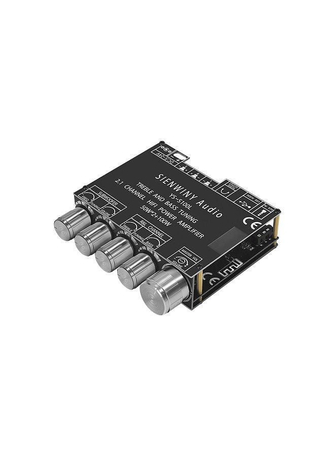 BT5.0 Intelligent 2.1 Channel Power Audio Stereo Subwoofer Amplifier Board 50W+50W+100W Treble Bass Note Tuning Mobilephone APP Contro