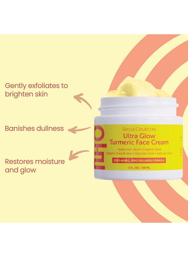 Korean Skin Care Turmeric Cream Korean Face Moisturizer For Dull Dry Skin Korean Beauty Skincare Salicylic Acid Cream + Hyaluronic Acid Cream + Glycolic Acid Cream K Beauty For Glowing Skin 2Oz