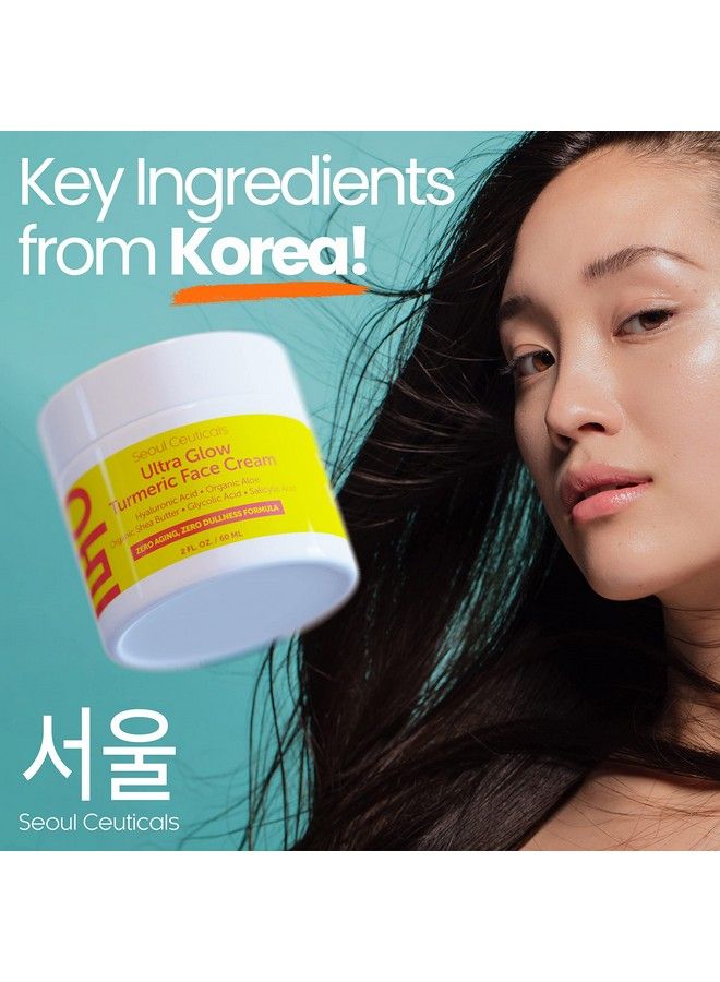 Korean Skin Care Turmeric Cream Korean Face Moisturizer For Dull Dry Skin Korean Beauty Skincare Salicylic Acid Cream + Hyaluronic Acid Cream + Glycolic Acid Cream K Beauty For Glowing Skin 2Oz