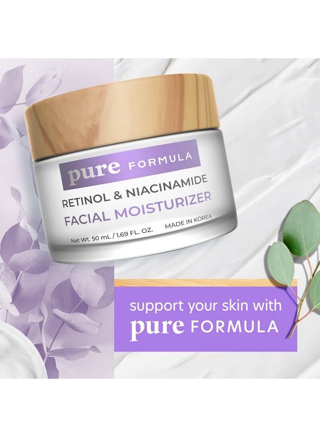 Retinol And Niacinamide Daily Face Moisturizer Treats Acne & Hyperpigmentation Brightening & Antiaging Day Cream Cruelty Free Korean Skincare For All Skin Types 1.69 Fl. Oz/ 50Ml