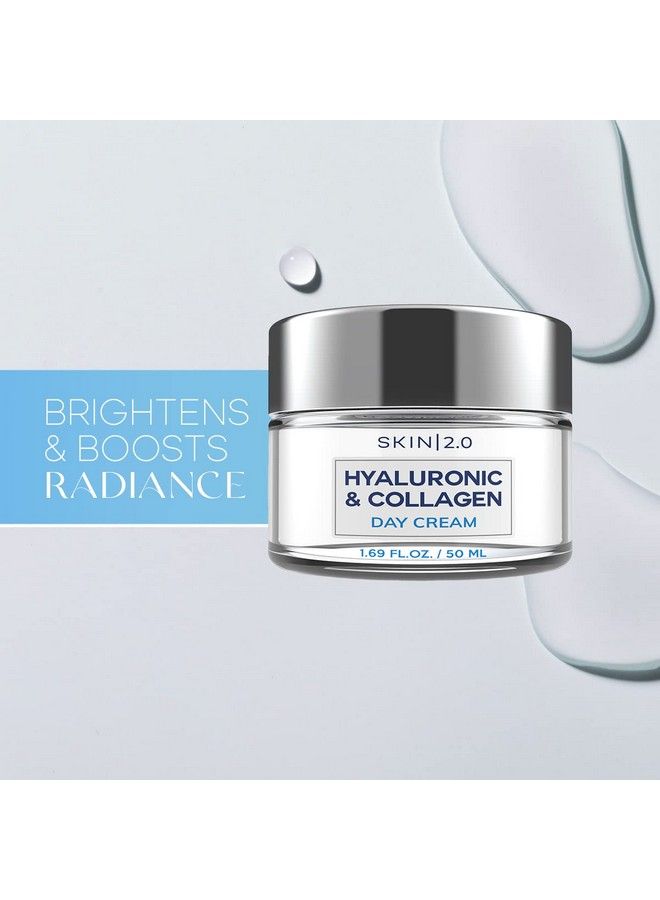 Hyaluronic Acid And Collagen Daily Face Moisturizer Longlasting Hydration & Moisture Antiaging Skin Firming Day Cream Cruelty Free Korean Skincare For All Skin Types 1.69 Fl. Oz
