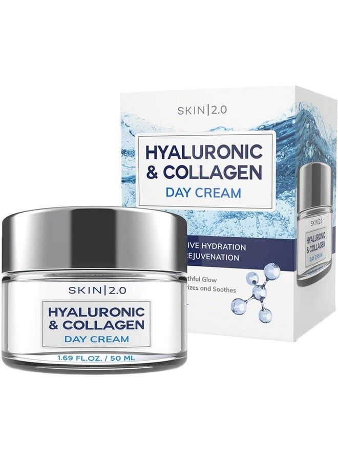 Hyaluronic Acid And Collagen Daily Face Moisturizer Longlasting Hydration & Moisture Antiaging Skin Firming Day Cream Cruelty Free Korean Skincare For All Skin Types 1.69 Fl. Oz