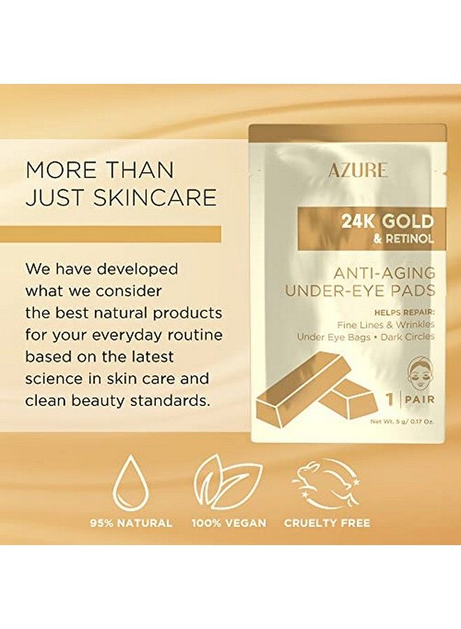 Azure 24K Gold & Retinol Anti Aging Under Eye Patches Firming Restoring & Deeply Hydrating Eye Mask Reduces Fine Lines Wrinkles Dark Circles & Puffiness Skin Care Made In Korea 5 Pairs