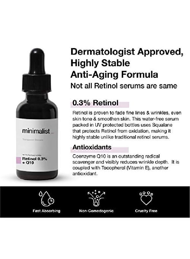 0.3% Retinol Face Serum For Anti Aging | Night Face Serum With Retinol Q10 To Reduce Fine Lines Wrinkles | For Women Men