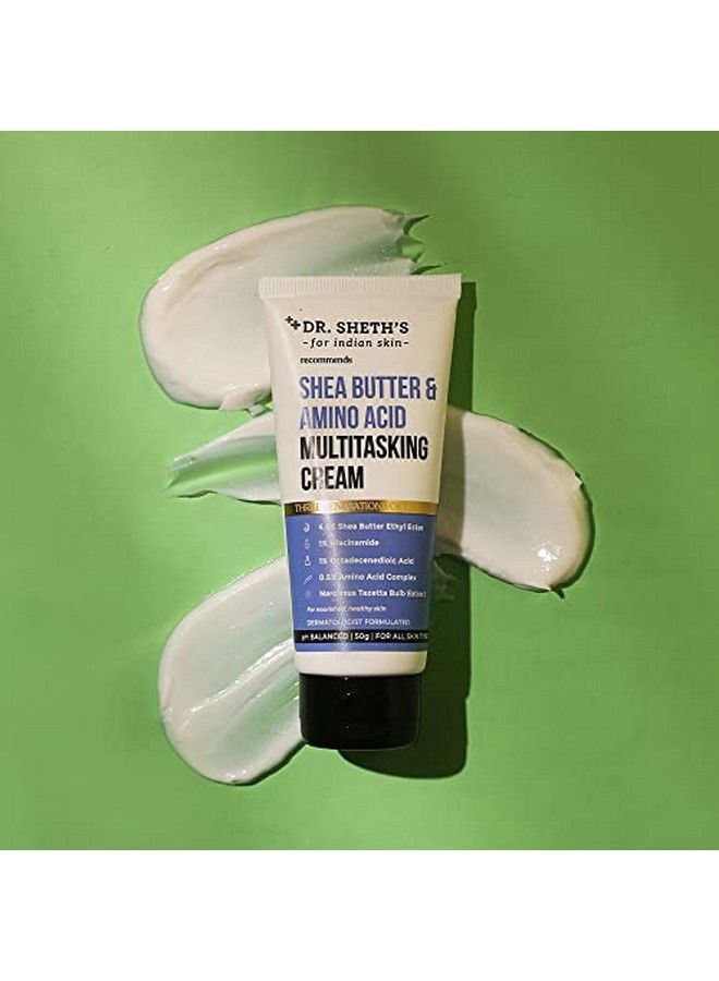 4.4% Shea Butter & 0.5% Amino Acid Multitasking Face Cream (Vegan) With 1% Niacinamide 1% Octadecenoic Acid And Narcissus Extract For Dryness Damaged Skin For All Skin Types 50G