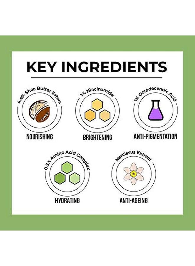 4.4% Shea Butter & 0.5% Amino Acid Multitasking Face Cream (Vegan) With 1% Niacinamide 1% Octadecenoic Acid And Narcissus Extract For Dryness Damaged Skin For All Skin Types 50G