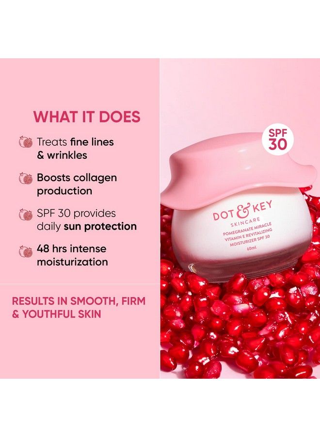 Pomegranate + Multipeptide Anti Ageing Moisturizer Spf 30; Reduces Fine Lines & Wrinkles| For Mature & Normal To Dry Skin; Vitamin E Infused Face Cream; Boosts Collagen; 48Hr Moisture 60Ml