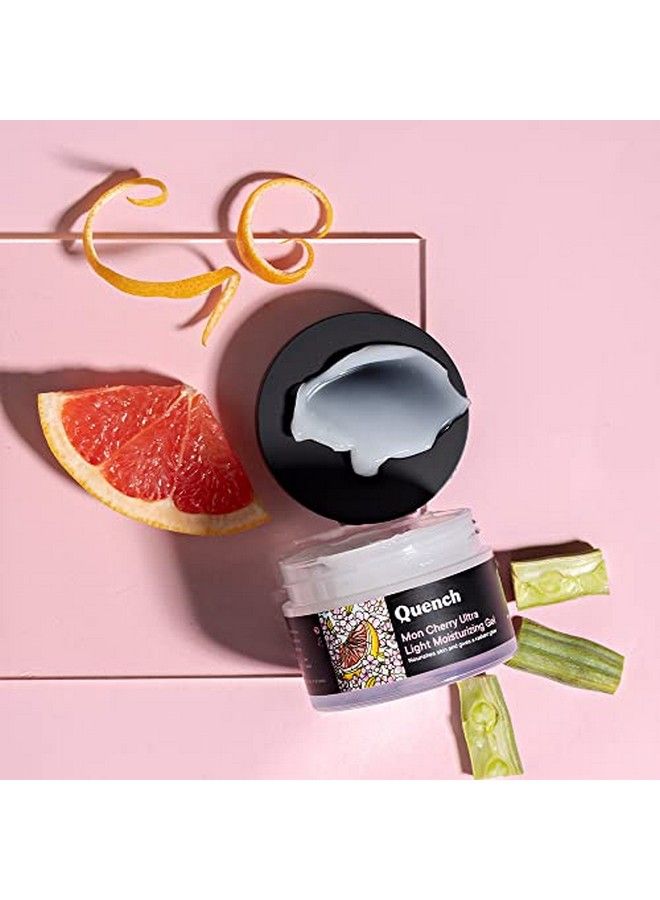 Mon Cherry Ultra Light Moisturizing Gel ; Made In Korea ; With 2% Niacinamide ; Nourishes And Adds A Radiant Glow ; With Cherry Blossom Grapefruit Pearl And Moringa Seed Oil 50Ml (Free Pouch)