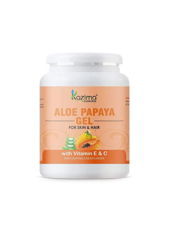 Aloe Papaya Gel With Pure Aloe Vera Papaya & Vitamin C E For Face Skin & Hair Antiaging Moisturizing Skin Lightening Acne Scars Wrinkles Sunburn & Dark Circles (500 Gram)