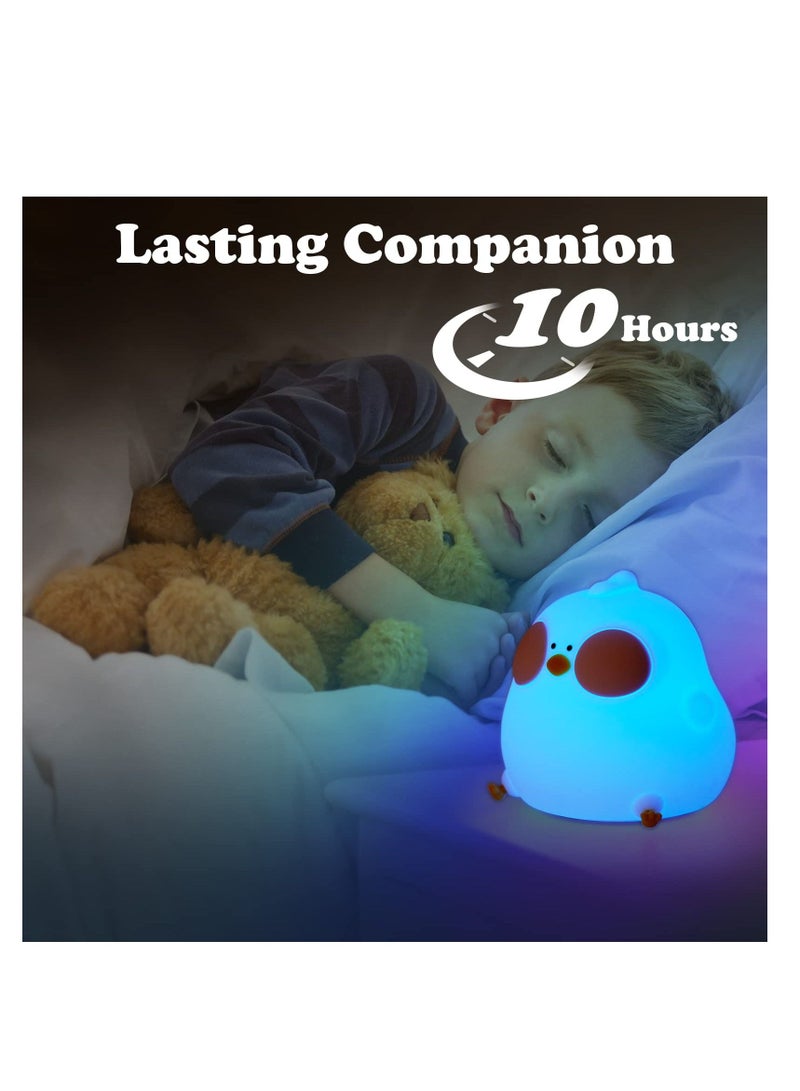 Night Light for Kids, Chick Silicone Night Light, Soft Kawaii Night Light, USB Rechargeable Kids Night Lights for Bedroom, Touch 7 Colors Control Baby Night Light, Gift for Boys and Girls